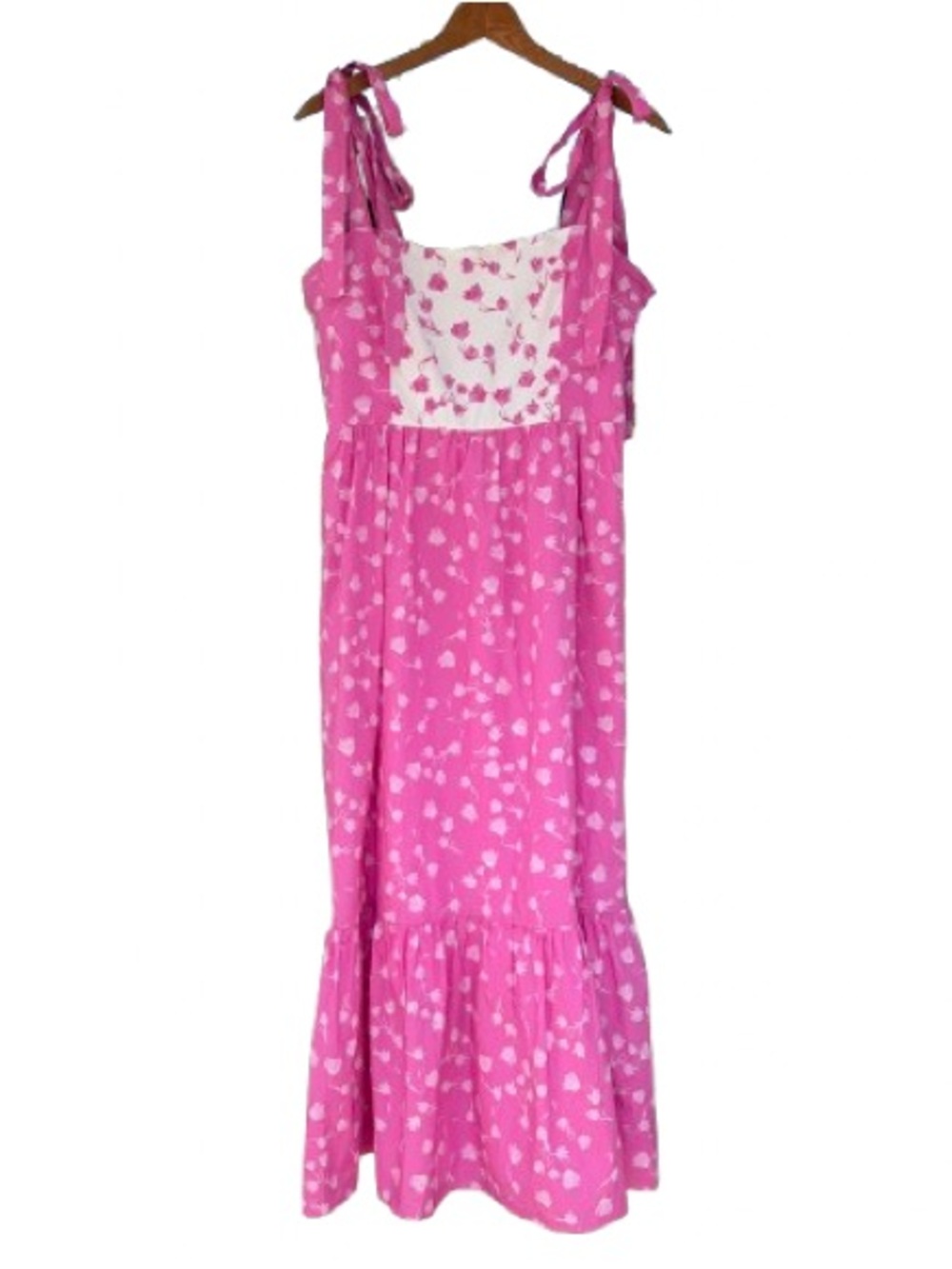 English Factory Women’s Blush & Bashful Sundress Size L Cotton Maxi Coquette